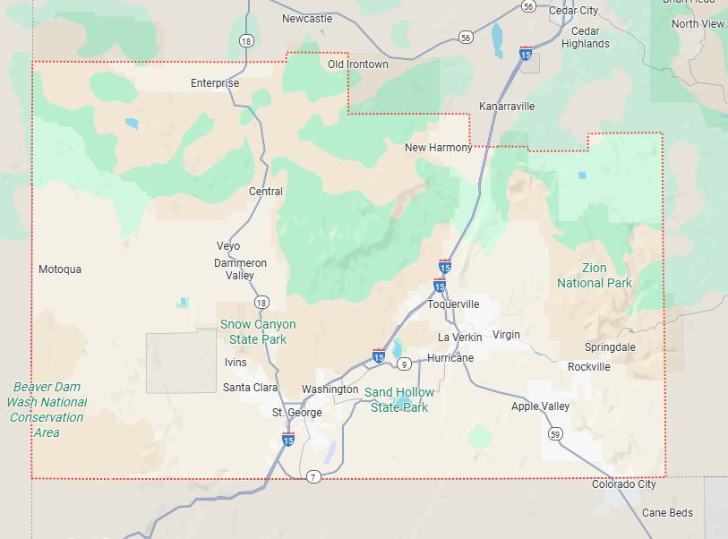 Washington County, Utah Service Area Map